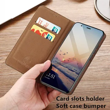 Pštrosie zrna pravej kože magnetické telefón taška držiteľa karty pre OPPO Realme 7 Pro/Realme 7/Realme V5 5G/Realme V3 kryt závesu