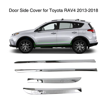 4x ABS Chrome Dvere vedľajšej koľaji Kryt Lišty Výbava Stráže Pre Toyota RAV4 roky 2013-2018
