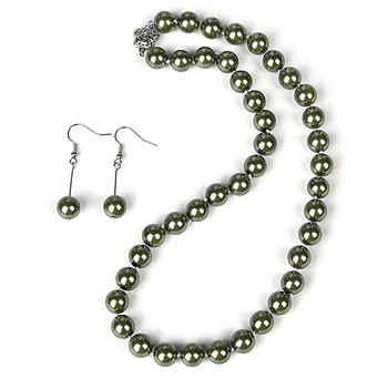 Svetlo zelená guľôčka candy gem Syntéza perlový náhrdelník a náušnice 8mm DIY šperky korálky náhrdelník pre zatvorte dobrý priateľ a materskej