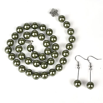 Svetlo zelená guľôčka candy gem Syntéza perlový náhrdelník a náušnice 8mm DIY šperky korálky náhrdelník pre zatvorte dobrý priateľ a materskej