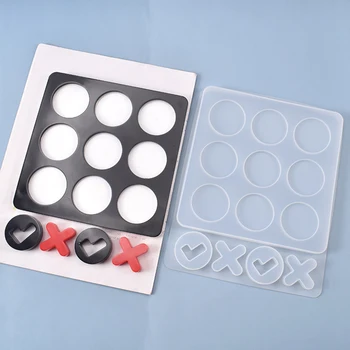 Vtipné Tic-Tac-Toe Ox Šach Hra Epoxidové Živice Formy Zrkadlo Silikónové Formy DIY Šperky Malý Prívesok Zrkadlo Formy Ručné
