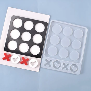 Vtipné Tic-Tac-Toe Ox Šach Hra Epoxidové Živice Formy Zrkadlo Silikónové Formy DIY Šperky Malý Prívesok Zrkadlo Formy Ručné