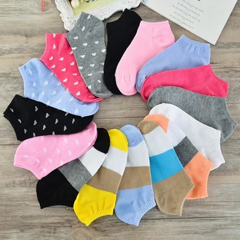 10-20 rokov Dievča Ponožky Jar Leto Ponožky Milenca Pruhované Ponožky Bavlnené Ponožky pre Dievča (5 Párov/Set)