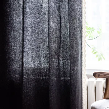 Moderné Tmavo Sivá Záves S Strapec Bavlna Semi Zatmenie Hotové Závesy Pre Obývacej Izbe, Žalúzie, Francúzske Okná Dvere Záves