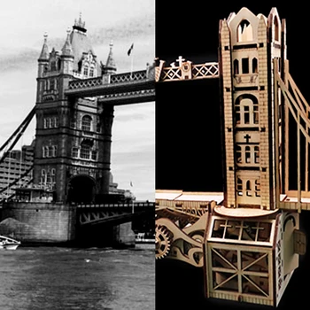 3D Kreatívne HOBBY Montáž Model London Tower Bridge Tvorivé Drevený Mechanický Budovy Hádanky Darček Pre 14+