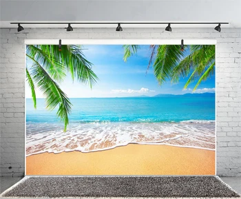 Pláž Pozadie Luau Narodeninovej Party Palm Sea Cloud Dekorácie, Svadobné Fotografie Prostredí Photocall Banner