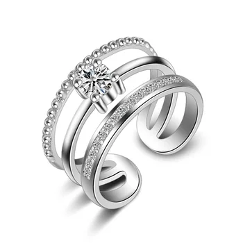 Utimtree Nádherné Ženy Nastaviteľné Cubic Zirconia Krúžky pre Svadobné Zapojenie Striebro 925 Šperky Otvorenie Prst Prsteň Žena