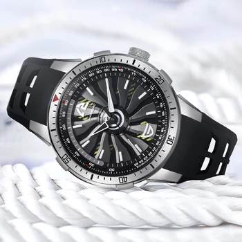 Mechanické náramkové hodinky Mužov Osobnosti Automatické športové Pánske Hodinky z Nerezovej Ocele, 5Bar Sapphire Crystal Hodinky Mužov Nové 2020