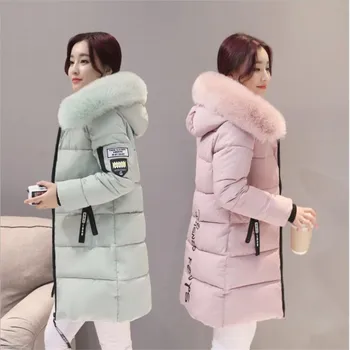 Vetrovka kabát ženy zimný kabát dlhý bavlna bežné bavlna kabát s kapucňou ženy hrubé teplé zimné kabát ženy kabát, kabát 2019 nové