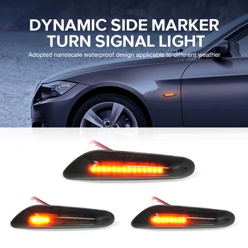 2 KS Dymu Objektív Dynamické Tečie LED Zase Signál Bočné Obrysové Svetlo Blinker Lampa pre BMW E90 E91 E92 E93 E60 E87 E82 E46