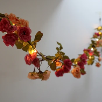 2M Ratan Ruže Kvet Batérie Medený Drôt LED Víla String Svetlá na Vianočné Lit Garland Svadobné Dekorácie, Party Event Decor