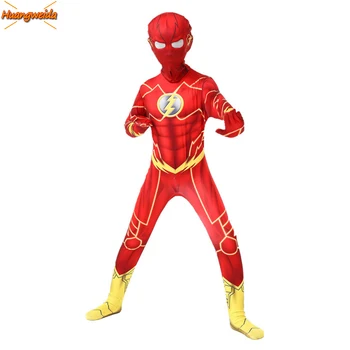 Flash Kostým Detský Superhrdina Barry Allen Anime Cosplay Detí Halloween Kostýmy pre Deti, Oblečenie Flash Kombinézach