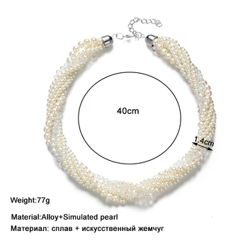 Luxusné Plný Simulované Perlový Náhrdelník Ženy Módne Šperky Viacvrstvových Ručné Pletenie Reťazca Choker Svadobné Party Doplnky
