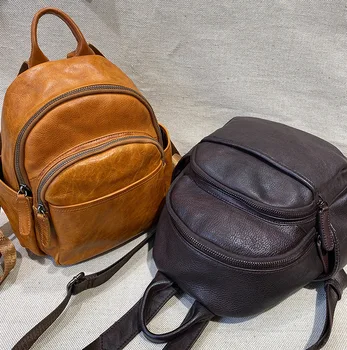 2020 vintage hovädzie kože ženy, malý batoh ručne vyrábané bežné tašky