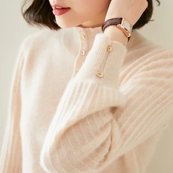 Cashmere sveter ženy štýlový tlačidlo pulóver zime teplé prírodné vlny bunda pletené módne bežné mikiny svetre