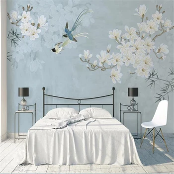 Beibehang Vlastnú tapetu 3D nástenná maľba Čínsky magnolia vták ilustrácia gauč pozadí stene obývacej izby, spálne, nástenná maľba фотообои