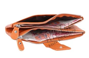 MELOVO Dvojité Zips Originálne Kožené Peňaženky Luxusný Ženy, Mužov Mince Luxusné Peňaženky Karty Držiteľa Peňaženky