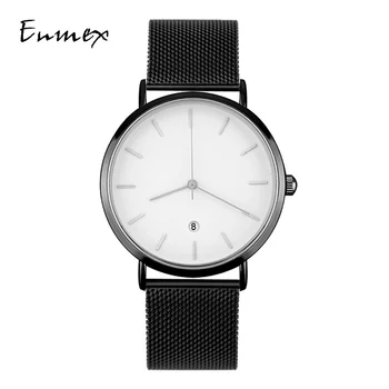 2019 Enmex kreatívneho štýlu náramkové hodinky v pohode black kúzlo, kalendár bežné Nehrdzavejúcej ocele módne Štýlové hodiny quartz hodinky