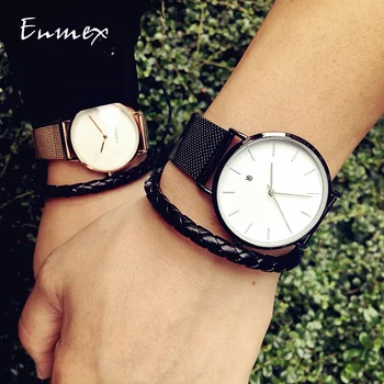 2019 Enmex kreatívneho štýlu náramkové hodinky v pohode black kúzlo, kalendár bežné Nehrdzavejúcej ocele módne Štýlové hodiny quartz hodinky