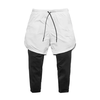 Pánska outdoor príležitostné športové šortky pánske 2 v 1, rýchle suché športové šortky v Lete mužov gym fitness tréning nohavice