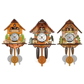 Starožitný Drevený Kukučkové Nástenné Hodiny Vták Čas Bell Swing Alarm Watch Home Art Decor