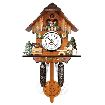 Starožitný Drevený Kukučkové Nástenné Hodiny Vták Čas Bell Swing Alarm Watch Home Art Decor