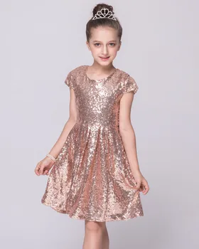 2020 DOPLNKY, Módne Dievčatá Šaty Sequin Krátky Rukáv Šaty Strany Lesklé Šaty Princezná Boutique Oblečenie Golden Rose Red