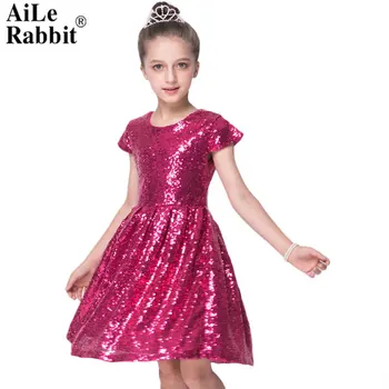 2020 DOPLNKY, Módne Dievčatá Šaty Sequin Krátky Rukáv Šaty Strany Lesklé Šaty Princezná Boutique Oblečenie Golden Rose Red