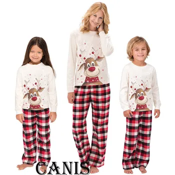 Rodina Zodpovedajúce Oblečenie Vianočné Pyžamo Nastaviť VIANOCE PJs Dospelých, Deti Roztomilý Strany Odev Pyžamá Cartoon Jeleň Sleepwear