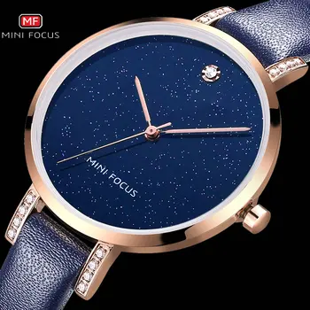MINIFOCUS Bežné Podnikania Žien Hodinky Quartz Analógové Hodiny Hviezdne Nebo Dial Dizajn Elegantný Top Značky Luxusné Dámske náramkové hodinky