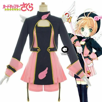 Anime Cardcaptor Sakura Kinomoto Sakura Ružové Šaty Cosplay Kostým Jednotné, Kompletná Výbava