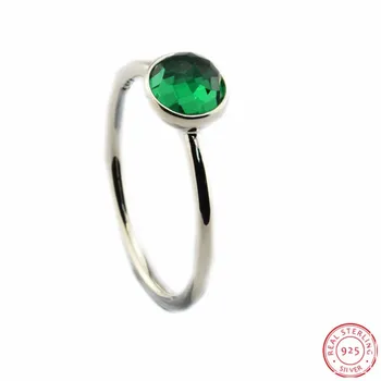925 Sterling Silver Môže Kvapke Birthstone Royal Green Crystal Prstene pre Ženy Šperky Múdrosť & Rast a Trpezlivosť FLR102(5)