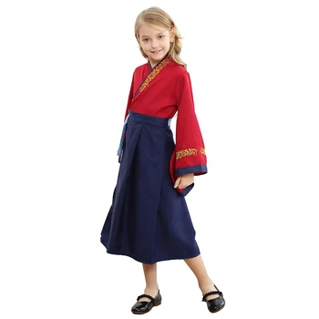 Dievča Huamula Šaty Čínske Tradičné Oblečenie, Kostýmy Deti Žena Hrdina Oblečenie Dávnych Čiastočné Golier Široké rukávy Hanfu 2-14T