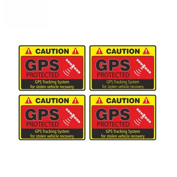 4 X Varovanie Auto Samolepka Pozor GPS Sledovací Systém Chránené Odtlačkový chranenim Odtlačkový Motocykle Obtlačky PVC,7 cm*4cm