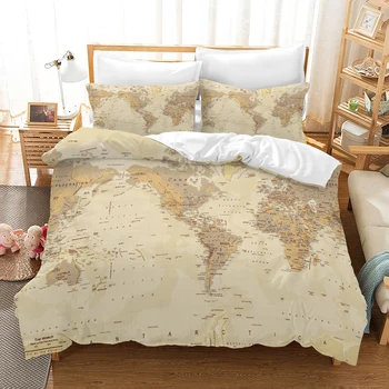 3D Vytlačené Cestovné World Series Mape Sveta Vzor Obliečky Kryt s Vankúš posteľná bielizeň Nastaviť Posteľ Nastaviť pre Spálňa Decor
