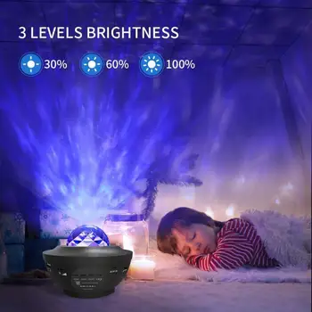 LED Hviezdne Nebo Projektor Nočné Svetlo Romantickej Spálne Dekorácie Otočná Bluetooth Prehrávač Hudby Hviezdne Nebo Lampa Projektora