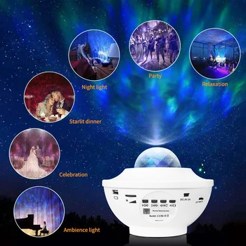 LED Hviezdne Nebo Projektor Nočné Svetlo Romantickej Spálne Dekorácie Otočná Bluetooth Prehrávač Hudby Hviezdne Nebo Lampa Projektora