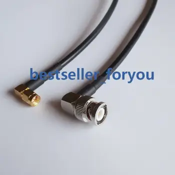 BNC samec 90 stupňov, aby SMA konektor pravý uhol krimpovacie jumper pigtail RF kábel RG58 3Feet 1M