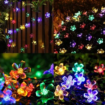 7m 50 LED Broskyňa Kvet Solárna Lampa LED Reťazec Víla Svetlá 12V Nepremokavé Solárne Girlandy Záhrada Vianočná Výzdoba Pre Vonkajšie