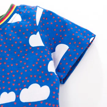 2021 Nové Letné Baby Dievčatá Oblečenie Značky Šaty Batoľa Bavlna Srdce Cloud Rainbow Tlače Šaty pre Deti 2-7 Rokov