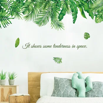 125*77 cm Tropických Rastlín Zelené Listy Samolepky na Stenu pre Obývacej izby, Spálne, Gauč Stenu Decor PVC Vinyl Stenu Domáce Dekorácie