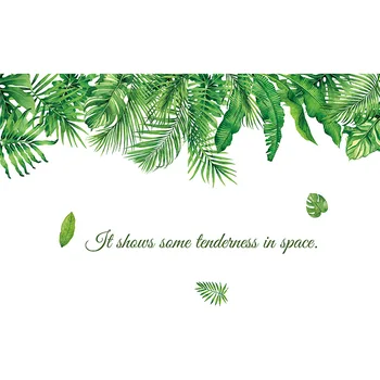125*77 cm Tropických Rastlín Zelené Listy Samolepky na Stenu pre Obývacej izby, Spálne, Gauč Stenu Decor PVC Vinyl Stenu Domáce Dekorácie