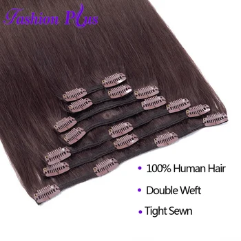 Móda Plus Clip In Ľudské Vlasy Rozšírenia Brazília Vlasy Stroj Vyrobený Remy 7pcs/Set 120g Prírodné Rovné Vlasy Klipy V Rozšírení