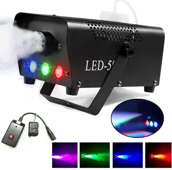500W Hmla Stroj S RGB LED Svetlá Farebné DJ Dymu Stroj Bezdrôtové Diaľkové Ovládanie Fáze Fogger Disco Party Show Smog Fogger