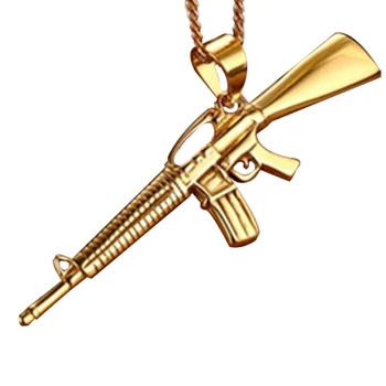 Zlatá reťaz náhrdelník mužov m416 Zbraň Prívesok mužov Náhrdelník z Nehrdzavejúcej Ocele darčeky muž Príslušenstvo šperky krku veľkoobchod hip hop