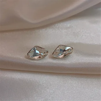 Transparentné Nepravidelný Geometrické Zirkón Nezvyčajné 925 Sterling Silver Piercing Stud Náušnice Pre Ženy Módne Šperky Žena 2020