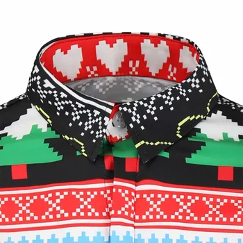 Dovolenka Mužov Oblečenie Falošné Dva Kusy Bežné Snehové Vločky Vytlačené Vianočné Tričko Trendy Tlačidlo Dlhý Rukáv Košele Top Blúzky,