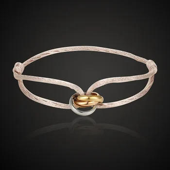 Jednoduché troch nerezovej ocele kruhu zmes žien náramok rôznych farieb lano ručné klasické obľúbené šperky