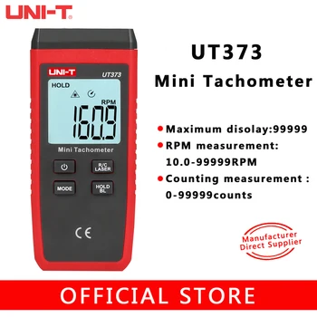UNI-TUT373 Non-kontakt s Vysokou Presnosťou Lasera Tachometra Digitálny Displej Motora Tachometer ot. / MIN Rozsah 10-99999RPM