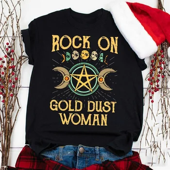 Rock na Zlatý Prach Žena List Vytlačené T Shirt Stevie Nicks Style Fashion Street Oblečenie pre Človeka Vintage Edgy Lumbálna Mužov Oblečenie